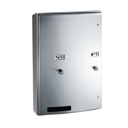 ASI 204684-9-25 Roval Dual (31) Napkin / (22) Tampon Vendor, Surface Mounted, 25 cent