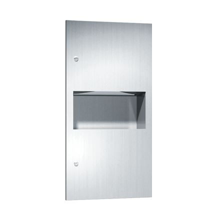 ASI 64623 Simplicity Paper Towel Dispenser and Waste Receptacle, Manual, Recessed, 2.2 Gallon
