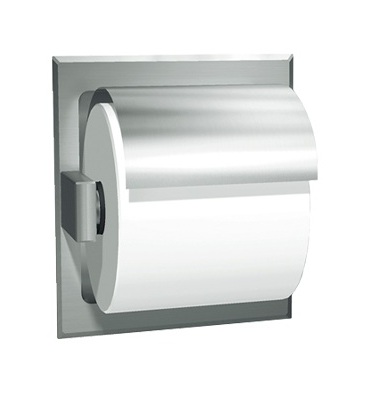 ASI 7402-HB Toilet Tissue Holder with Hood, Single, Recessed, Bright Finish