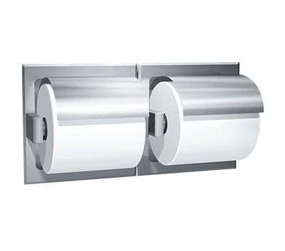 ASI 74022-HS Toilet Tissue Holder with Hood, Double, Recessed, Satin Finish