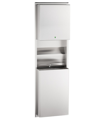 Bobrick B-3974 Classic Series Recessed Convertible Automatic Towel/Waste Unit, 12 Gallon