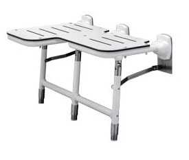 Bobrick B-918116R Bariatric Reversible Folding Shower Seat with Legs, Right Hand Seat