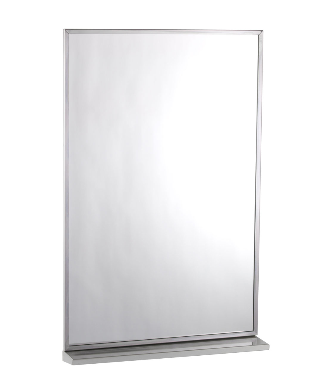 Bobrick B166 1824 Mirror with Stainless Steel Channel Frame and Shelf, 18 x 24 Inch