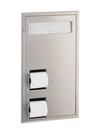 Bobrick B3471 Partition-Mounted Seat-Cover Dispenser and Toilet Tissue Dispenser, ClassicSeries