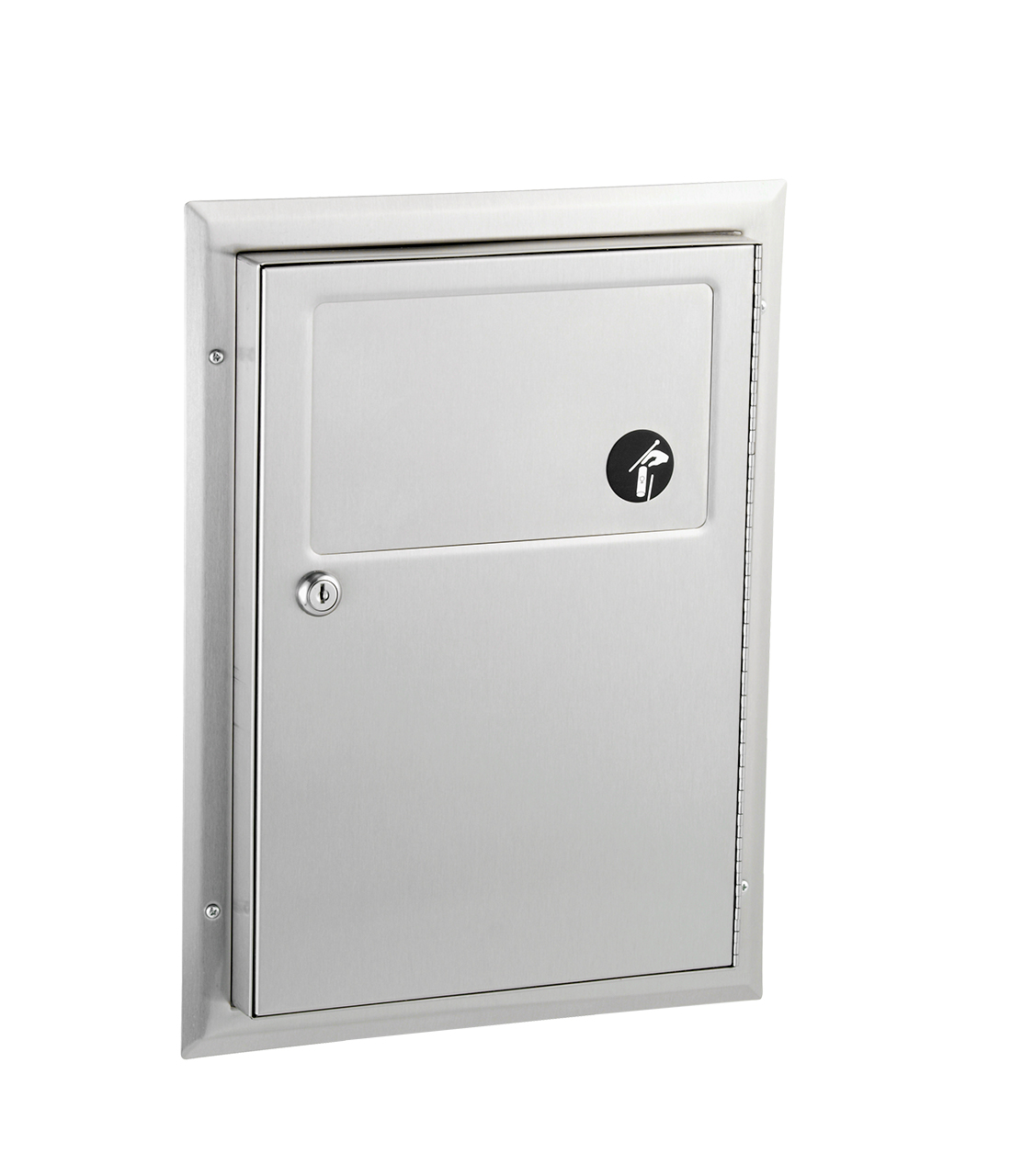 Bobrick B354 Partition-Mounted Sanitary Napkin Disposal, 1.2 gallon, Stainless Steel