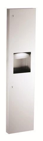 Bobrick B38032 TrimLineSeries Semi Recessed Paper Towel Dispenser / Waste Receptacle, 6.3 Gallon, Stainless Steel