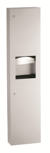 Bobrick B380349 TrimLineSeries Surface-Mounted Paper Towel Dispenser / Waste Receptacle, 3.8 Gallons, Stainless Steel