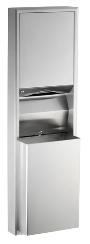 Bobrick B3949 Classic Series Surface Mounted Paper Towel Dispenser / Waste Receptacle, 12 Gallon, Stainless Steel