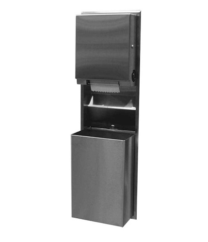 Bobrick B39617 Recess Dispenser / Waste Receptacleed Roll Towel, 18 Gallon, Stainless Steel