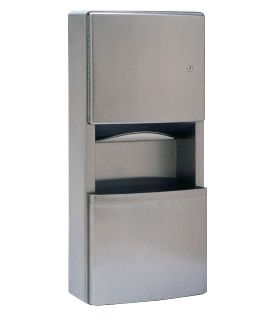 Bobrick B43699 Contura Series Surface Mounted Paper Towel Dispenser / Waste Receptacle, 2.6 Gallon, Stainless Steel