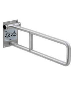 Bobrick B4998.99 Swing Up Wall-Mounted Grab Bar, 1-1/4 Inch (32mm) Diameter, Peened Grip, Stainless Steel, 29" Length