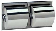 Bobrick B6997 Recessed Toilet Tissue Dispensers with Hood for Double Rolls