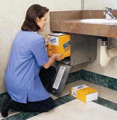 Bobrick B830 SureFlo Cabinet for Manual Multi-Feed Foam or Liquid Soap Dispensing System, 12-L