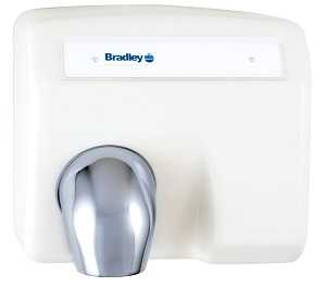 Bradley 2903-28 Aerix Hand Dryer, Sensor-Operated, 110-120V, Warm Air, Cast Iron, White