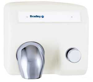 Bradley 2904-28 Aerix Hand Dryer, Push Button Operated, 110-120V, Warm Air, Cast Iron, White