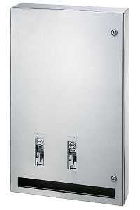 Bradley 407-1145 Napkin/Tampon Vendor, 25 Cent, Surface Mounted, Standard Series, Stainless Steel with Satin Finish