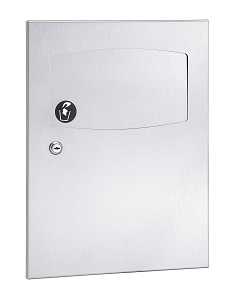 Bradley 4737-10 Sanitary Napkin Disposal, Semi-Recessed, 1.5 Gallon, Contemporary Series, Stainless Steel with Satin Finish