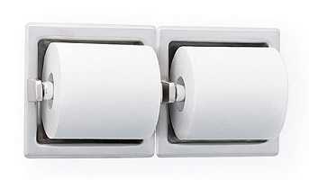 Bradley 5124 Toilet Tissue Dispenser, Dual Roll, Recessed, Satin Stainless Steel