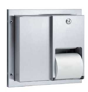 Bradley 5422 Toilet Tissue Dispenser, Partition-Mounted, Dual Roll, ADA Compliant, Satin Stainless Steel