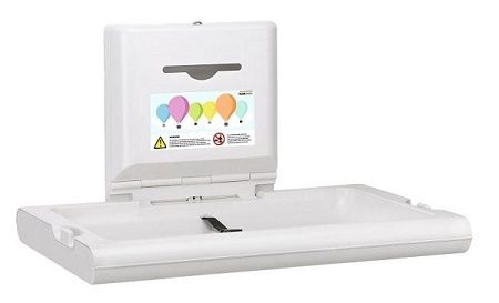 Saniflow CP0016H-ASTM BabyMedi Baby Changing Station, Surface Mounted, Bacterial Resistant Polypropylene, White Finish with Biocote Protectant, Horizontal Mount