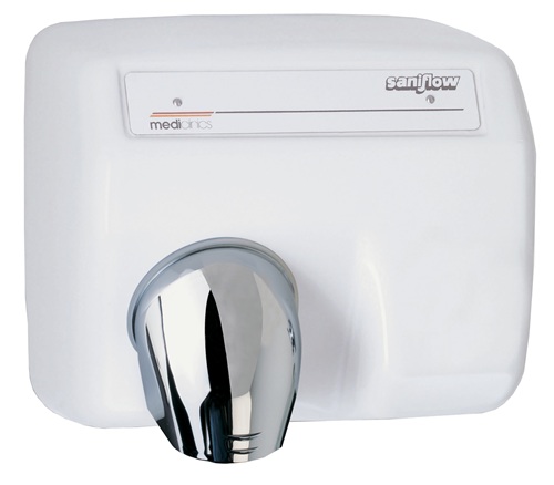 E85A SANIFLOW HAND DRYER, Automatic, Cast iron, White porcelain, 110-120V