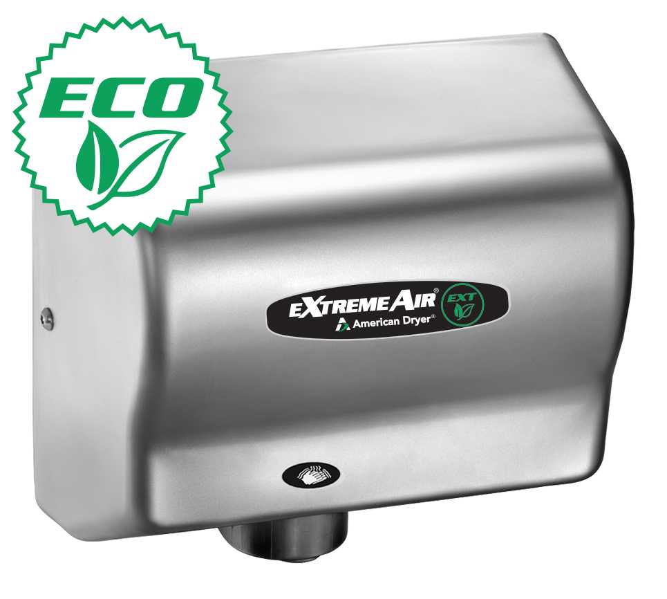 American Dryer EXT7-C Extreme Air Hand Dryer, ExtremeAir, 540 Watts, No Heat, GreenSpec, LEED, 100-240 Smart Voltage, Adjustable Quiet Levels, Antimicrobial, Satin Chrome Cover (Model is discontinued, alternative model is EXT7-SS)