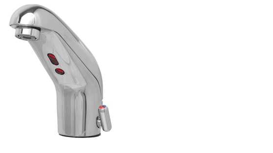Hydrotek HB-5000EM Lavatory Automatic Sensor Faucet, Battery Powered, Above-Deck Components, Mixing & Manual On/Off, Vandal Resistant, ADA Compliant, Self Adapting Sensor (DISCONTINUED, NOT AVAILABLE TO ORDER)