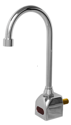 Hydrotek HB-6700C-LR Gooseneck Automatic Faucet, Wall Mount, Non-mixing, Battery Powered, Vandal Resistant, ADA Compliant