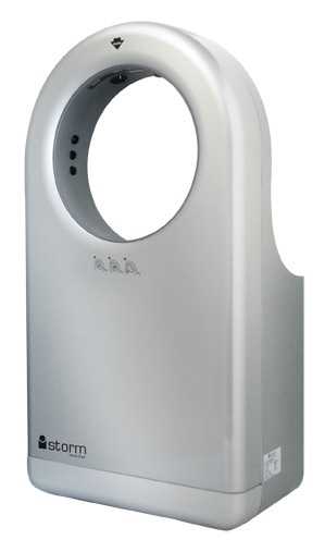 iStorm2 Hand Dryer, Palmer Fixture HD0983-08, HEPA / Carbon Filter, Hygienic, Quiet High Speed, Grey Platinum ABS, Stylish Design, Adjustable Air Speed, Blue LED Light