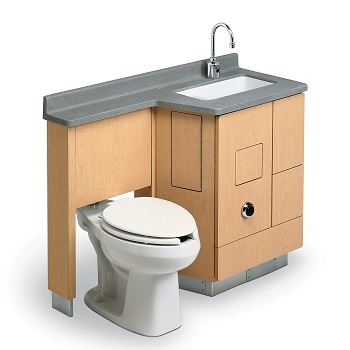 Bradley LC800 Patient Care Unit, 47", Lavatory Fixed Water Closet, Bed Pan Washer Combination