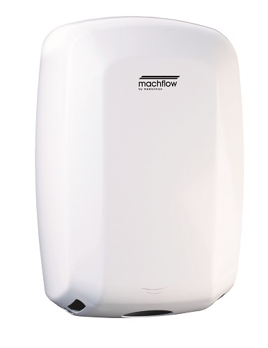 Saniflow MachFlow Hand Dryer, MO9A, M09A, White Epoxy Metal, Universal Voltage 110-240 Auto Adjusts to Electrical, Adjustable Motor, Quietest High Speed Hand Dryer, 203 MPH Air Speed