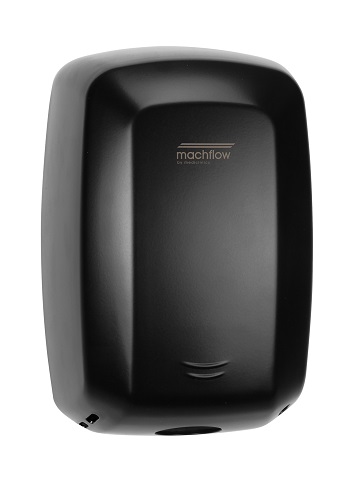 Saniflow MachFlow Hand Dryer, MO9AB, M09AB, Black Epoxy Metal, Universal Voltage 110-240 Auto Adjusts to Electrical, Adjustable Motor, Quietest High Speed Hand Dryer, 203 MPH Air Speed