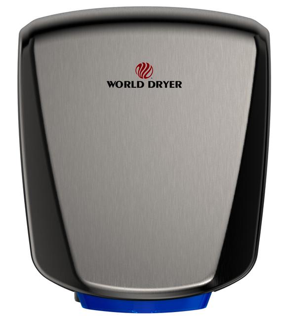 Q-973A2 World Dryer Q-973A2 VERDEdri Hand Dryer, High-Speed, ADA Compliant, Surface Mounted, 120-277 Global Universal Voltage, Brushed Stainless Steel Cover, HEPA Filter