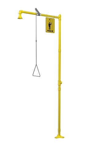 Bradley S19-110BF Freestanding Drench Shower, Barrier Free, Plastic Showerhead