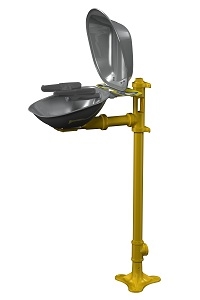 Bradley S19214DCFW Halo Pedestal Mount Eye and Face Wash with Stainless Steel Bowl and Hinged Dust Cover