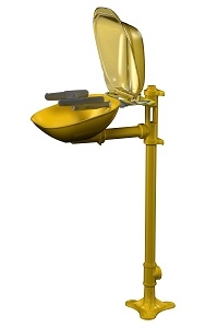 Bradley S19214PDCFW Halo Pedestal Mount Eye and Face Wash with Plastic Bowl and Dust Cover