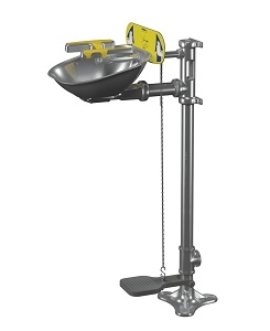 Bradley S19214SS Halo Pedestal Mount Stainless Steel Eye and Face Wash Bowl, Hand and Foot Operated