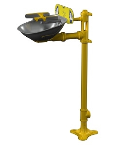 Bradley S19214Y Halo Pedestal Mount Eye and Face Wash with Stainless Steel Bowl