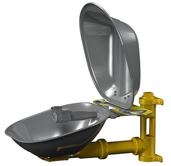 Bradley S19224DC Halo Wall Mount Eyewash with Stainless Steel Bowl and Hinged Dust Cover