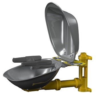 Bradley S19224DCFW Halo Wall Mount Eye/Face Wash with Stainless Steel Bowl, Hinged Dust Cover