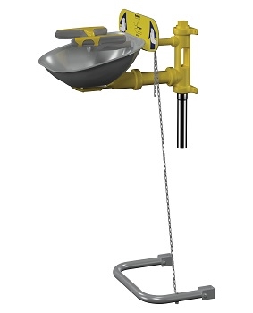 Bradley S19224Y Halo Wall Mount Eye/Face Wash with Stainless Steel Bowl, Hand and Foot Operated, Tailpiece
