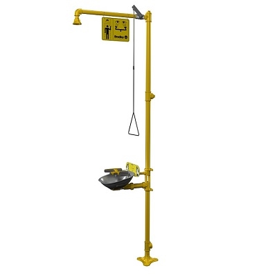 Bradley S19314BF Barrier Free Combination Drench Shower and Halo Eye/Face Wash with Stainless Steel Bowl