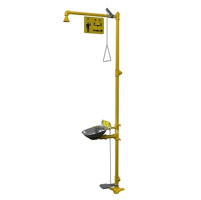 Bradley S19314LL Combination Drench Shower and Halo Eyewash with Stainless Steel Bowl, Hand and Foot Operated