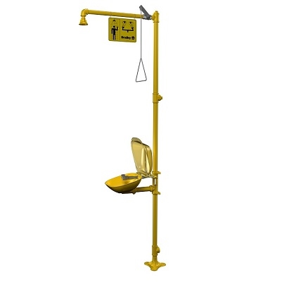 Bradley S19314PDC Combination Drench Shower and Halo Plastic Bowl Eyewash with Dust Cover