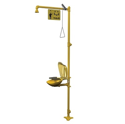 Bradley S19314PDCFW Combination Drench Shower and Halo Eye/Face Wash with Plastic Bowl and Dust Cover