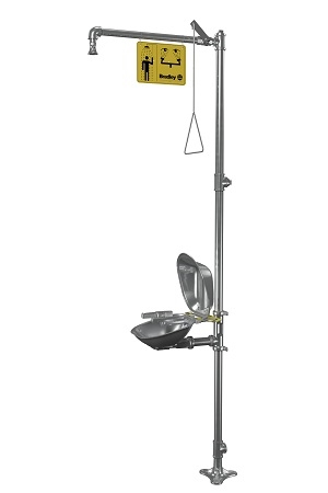 Bradley S19314SC Stainless Steel Combination Drench Shower, Halo Eye/Face Wash, Bowl and Hinged Dust Cover