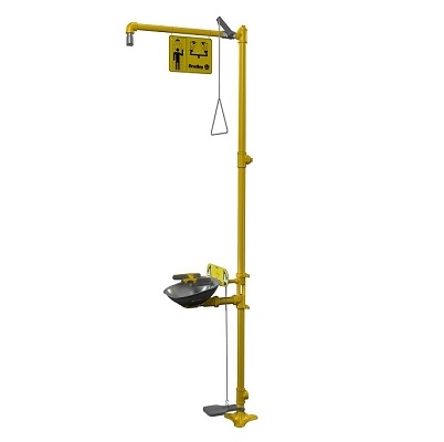 Bradley S19314SPR Combination Drench Shower and Halo Eye/Face Wash with Stainless Steel Bowl and Showerhead, Hand and Foot Operated