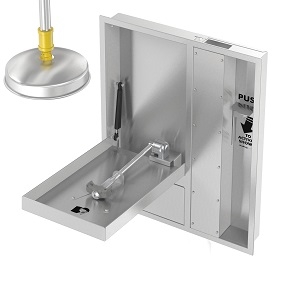 Bradley S19345HXBT Barrier Free Recessed Drench Shower and Halo Eyewash with Recessed Shower Handle, Extended Showerhead and P-trap