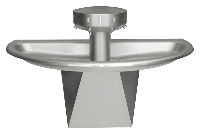Bradley SN2024 Shallow Bowl Sentry Washfountain, 54" Semi-Circular, Wall-Mounted, Stainless Steel