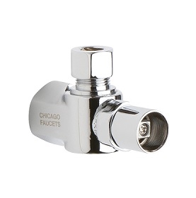 Chicago Faucets STB-11-00-AB Angle Stop Ball Valve with Loose Key Handle, 3/8" NPT Female Thread Inlet, 3/8" O.D. Female Compression Outlet